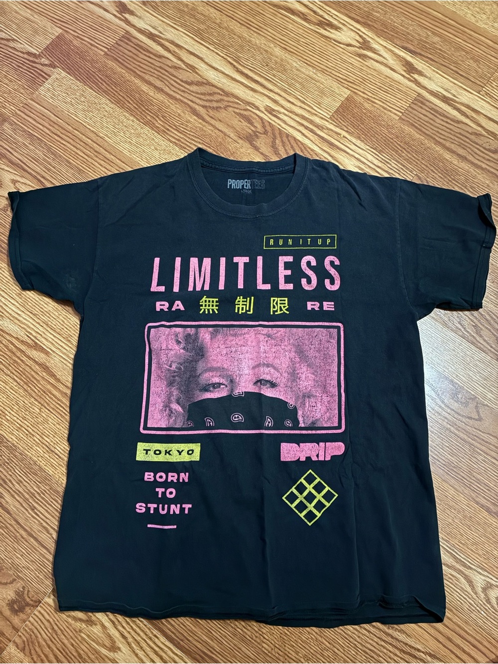Propper Black 'LIMITLESS' Graphic Tee with Pink & Neon Yellow Accents